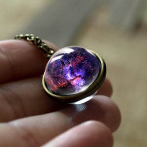 2019 New Nebula Galaxy Double Sided Pendant Necklace Universe Planet Jewelry Glass Art Picture Handmade Statement Necklace