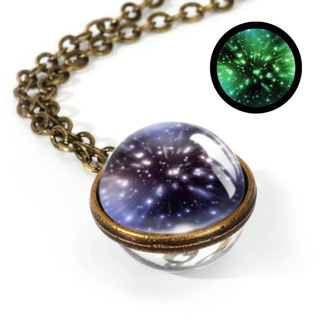 2019 New Nebula Galaxy Double Sided Pendant Necklace Universe Planet Jewelry Glass Art Picture Handmade Statement Necklace