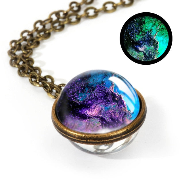 2019 New Nebula Galaxy Double Sided Pendant Necklace Universe Planet Jewelry Glass Art Picture Handmade Statement Necklace