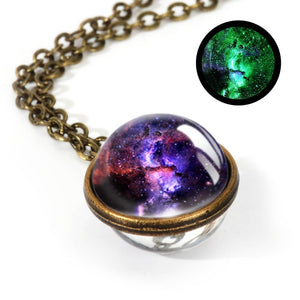 2019 New Nebula Galaxy Double Sided Pendant Necklace Universe Planet Jewelry Glass Art Picture Handmade Statement Necklace