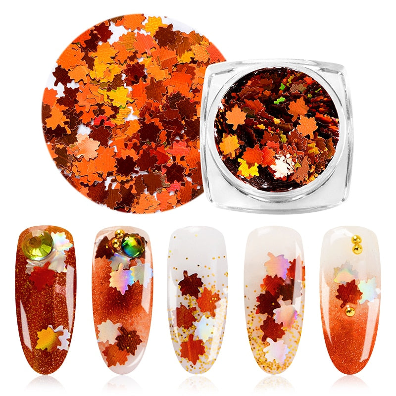 MEET ACROSS Holographic Chameleon Laser Multicolor Sequins Nail Art Glitter Flakes Maple UV Gel Polish Tool Decor  Manicure