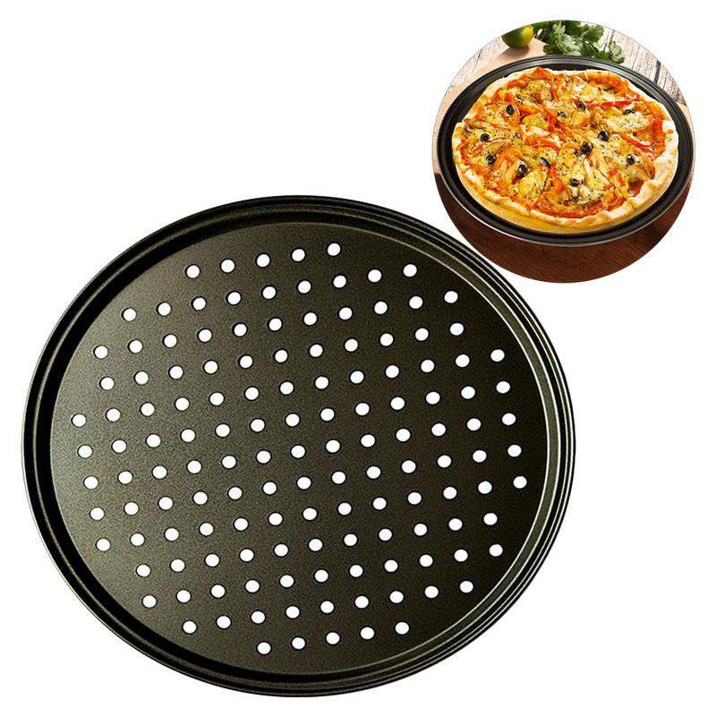 2pcs Carbon Steel Nonstick Pizza Baking Pan Tray 32cm Pizza Plate Dishes Holder Bakeware Home Kitchen Baking Tools Accessories