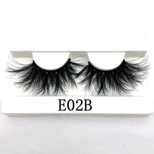 Mikiwi 25mm False Eyelashes Wholesale Thick Strip 25mm 3D Mink Lashes Custom Packaging Label Makeup Dramatic Long Mink Lashes