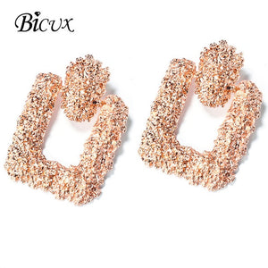 BICUX Fashion Gold Drop Earrings for Women Statement Big Geometric Metal Earring Women's Hanging Earrings 2019 Modern Jewelry