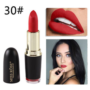 New MISS ROSE Lipstick Matte Waterproof Velvet Lip Stick 18 Colors Sexy Red Brown Pigments Makeup Matte Lipsticks Beauty Lips