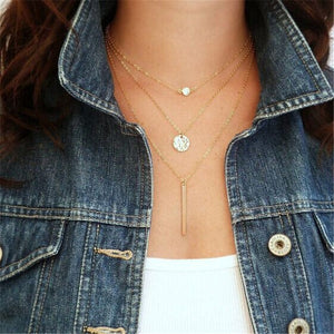 Boho Shell Pendant Necklace for Women Long Chain Round Coin Multilayer Choker 2019 Collares Necklace Wedding Jewelry