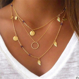 Boho Shell Pendant Necklace for Women Long Chain Round Coin Multilayer Choker 2019 Collares Necklace Wedding Jewelry