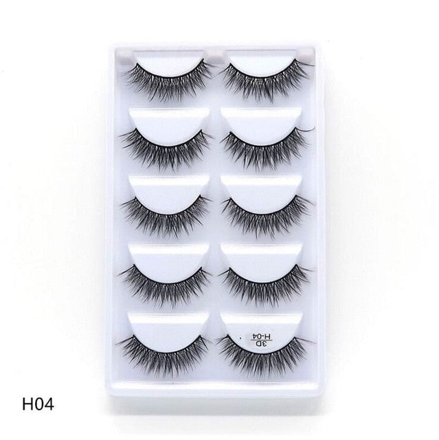 HBZGTLAD 5 Pairs 3D Handmade Fake Eyelashes Natural Long Thick Daily Makeup Thick Cross Eyelashes Eye Lashes