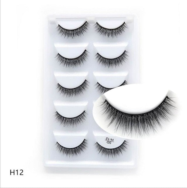 HBZGTLAD 5 Pairs 3D Handmade Fake Eyelashes Natural Long Thick Daily Makeup Thick Cross Eyelashes Eye Lashes