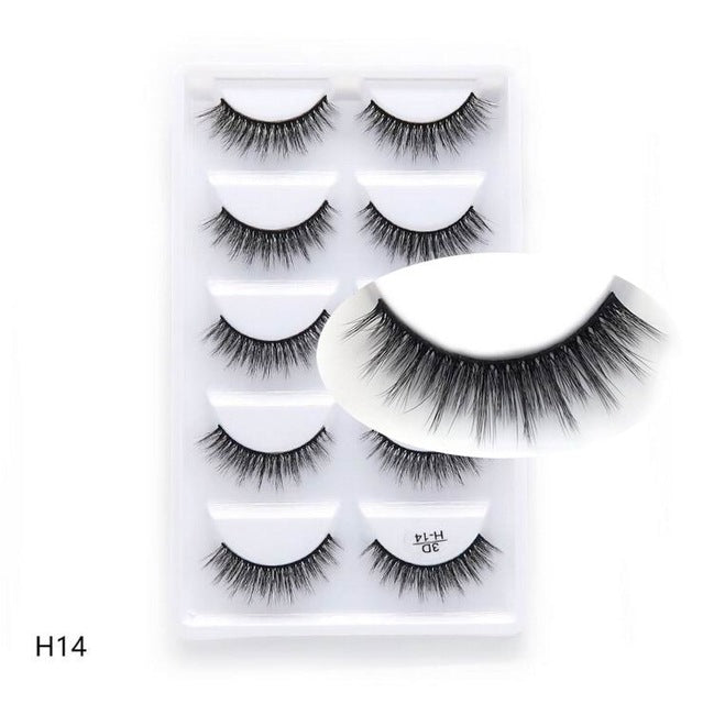 HBZGTLAD 5 Pairs 3D Handmade Fake Eyelashes Natural Long Thick Daily Makeup Thick Cross Eyelashes Eye Lashes