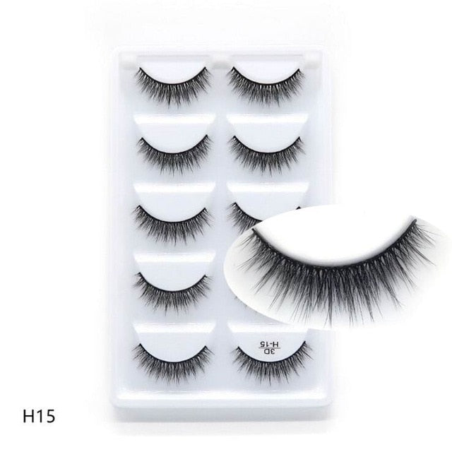 HBZGTLAD 5 Pairs 3D Handmade Fake Eyelashes Natural Long Thick Daily Makeup Thick Cross Eyelashes Eye Lashes