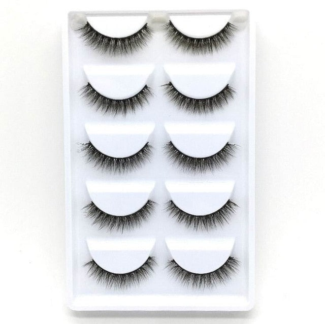 HBZGTLAD 5 Pairs 3D Handmade Fake Eyelashes Natural Long Thick Daily Makeup Thick Cross Eyelashes Eye Lashes