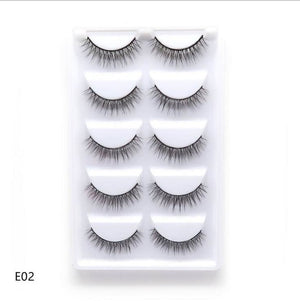 HBZGTLAD 5 Pairs 3D Handmade Fake Eyelashes Natural Long Thick Daily Makeup Thick Cross Eyelashes Eye Lashes