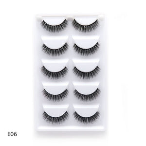 HBZGTLAD 5 Pairs 3D Handmade Fake Eyelashes Natural Long Thick Daily Makeup Thick Cross Eyelashes Eye Lashes