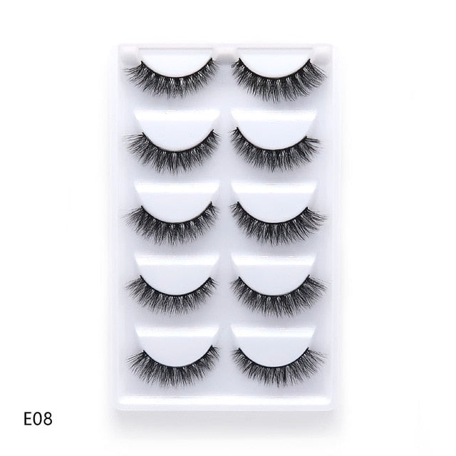 HBZGTLAD 5 Pairs 3D Handmade Fake Eyelashes Natural Long Thick Daily Makeup Thick Cross Eyelashes Eye Lashes