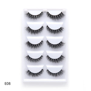 HBZGTLAD 5 Pairs 3D Handmade Fake Eyelashes Natural Long Thick Daily Makeup Thick Cross Eyelashes Eye Lashes