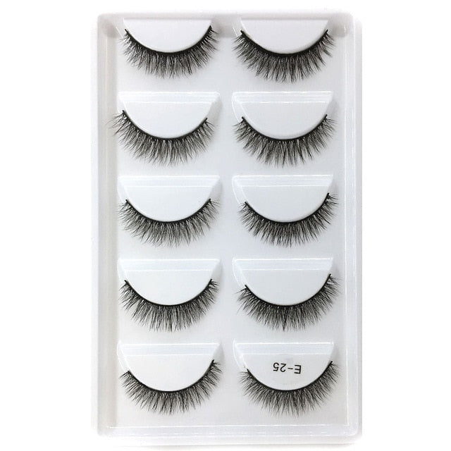 HBZGTLAD 5 Pairs 3D Handmade Fake Eyelashes Natural Long Thick Daily Makeup Thick Cross Eyelashes Eye Lashes