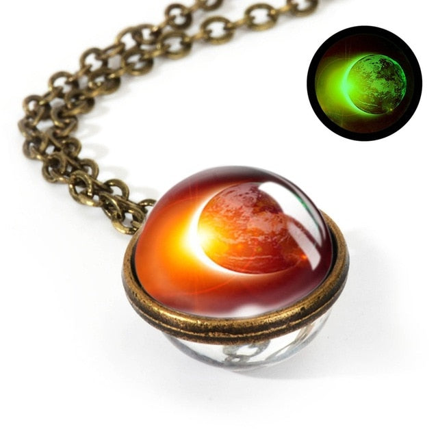 2019 New Nebula Galaxy Double Sided Pendant Necklace Universe Planet Jewelry Glass Art Picture Handmade Statement Necklace