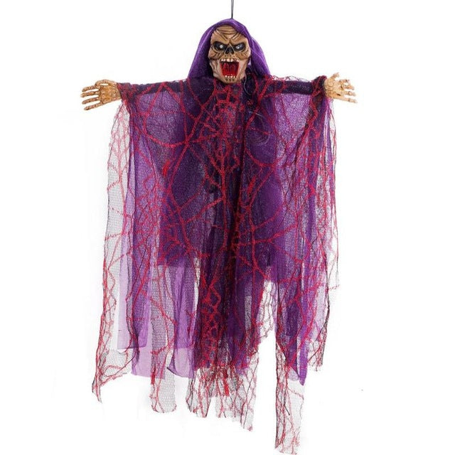 Hanging Horror Riding Broom Witch Figurine Halloween Decoration Ornaments