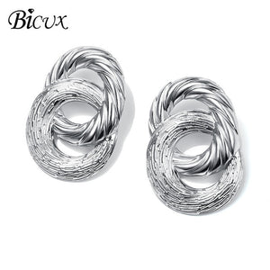 BICUX Fashion Gold Drop Earrings for Women Statement Big Geometric Metal Earring Women's Hanging Earrings 2019 Modern Jewelry