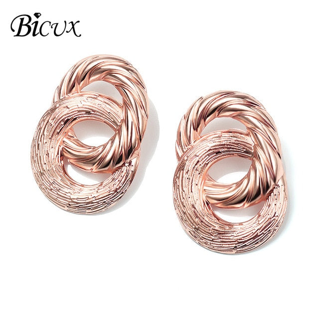 BICUX Fashion Gold Drop Earrings for Women Statement Big Geometric Metal Earring Women's Hanging Earrings 2019 Modern Jewelry