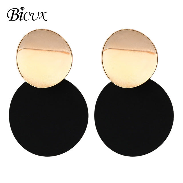 BICUX Fashion Gold Drop Earrings for Women Statement Big Geometric Metal Earring Women's Hanging Earrings 2019 Modern Jewelry