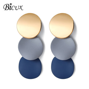 BICUX Fashion Gold Drop Earrings for Women Statement Big Geometric Metal Earring Women's Hanging Earrings 2019 Modern Jewelry