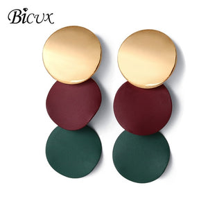 BICUX Fashion Gold Drop Earrings for Women Statement Big Geometric Metal Earring Women's Hanging Earrings 2019 Modern Jewelry