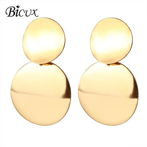 BICUX Fashion Gold Drop Earrings for Women Statement Big Geometric Metal Earring Women's Hanging Earrings 2019 Modern Jewelry