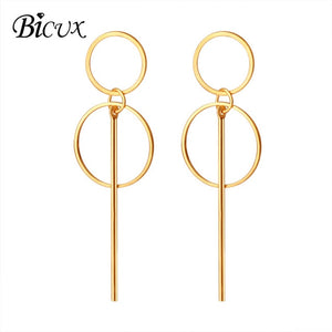 BICUX Fashion Gold Drop Earrings for Women Statement Big Geometric Metal Earring Women's Hanging Earrings 2019 Modern Jewelry