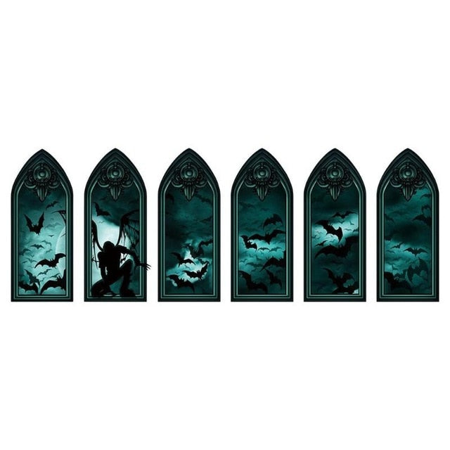 5 Styles Double-sided Visual Wall Sticker Waterproof Removable Paster Halloween Home Festival Decoration Essential Supplies