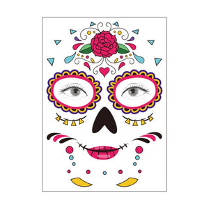 Halloween Party Decoration Halloween Mask Waterproof Temporary Tattoo Sticker Mexican Day of The Sugar Skull Mask Makeup Party,Q