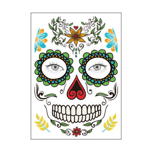 Halloween Party Decoration Halloween Mask Waterproof Temporary Tattoo Sticker Mexican Day of The Sugar Skull Mask Makeup Party,Q