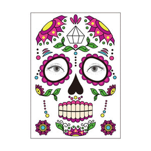 Halloween Party Decoration Halloween Mask Waterproof Temporary Tattoo Sticker Mexican Day of The Sugar Skull Mask Makeup Party,Q