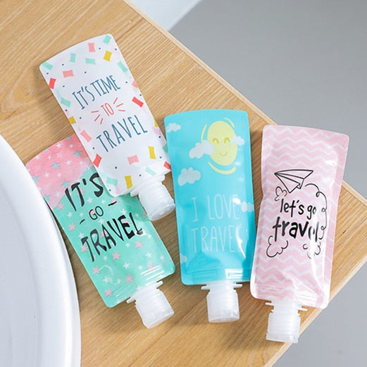 Cute Portable Travel Folding Dispensing Bag Shower Shampoo Bottle Facial Cleanser Liquid Storage Bag Dropshipping 1 Pcs