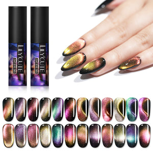 LILYCUTE 9D Chameleon Magnetic Gel Nail Polish Long Lasting Shining Laser 5ml Cat Eye Nail Art Gel Soak Off UV LED Gel Varnish