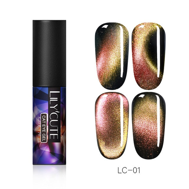 LILYCUTE 9D Chameleon Magnetic Gel Nail Polish Long Lasting Shining Laser 5ml Cat Eye Nail Art Gel Soak Off UV LED Gel Varnish