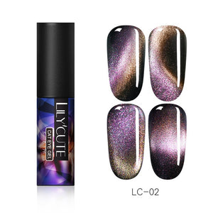 LILYCUTE 9D Chameleon Magnetic Gel Nail Polish Long Lasting Shining Laser 5ml Cat Eye Nail Art Gel Soak Off UV LED Gel Varnish