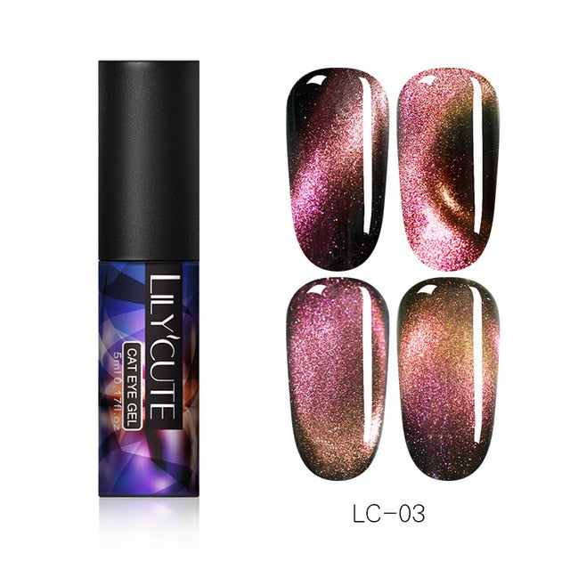 LILYCUTE 9D Chameleon Magnetic Gel Nail Polish Long Lasting Shining Laser 5ml Cat Eye Nail Art Gel Soak Off UV LED Gel Varnish