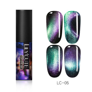 LILYCUTE 9D Chameleon Magnetic Gel Nail Polish Long Lasting Shining Laser 5ml Cat Eye Nail Art Gel Soak Off UV LED Gel Varnish