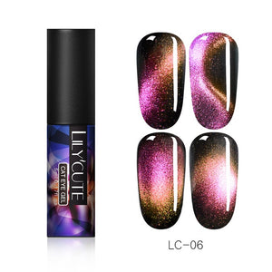 LILYCUTE 9D Chameleon Magnetic Gel Nail Polish Long Lasting Shining Laser 5ml Cat Eye Nail Art Gel Soak Off UV LED Gel Varnish