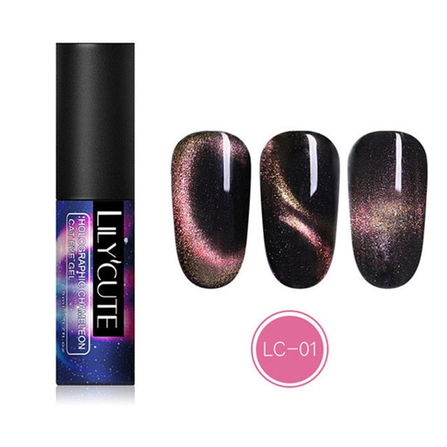 LILYCUTE 9D Chameleon Magnetic Gel Nail Polish Long Lasting Shining Laser 5ml Cat Eye Nail Art Gel Soak Off UV LED Gel Varnish