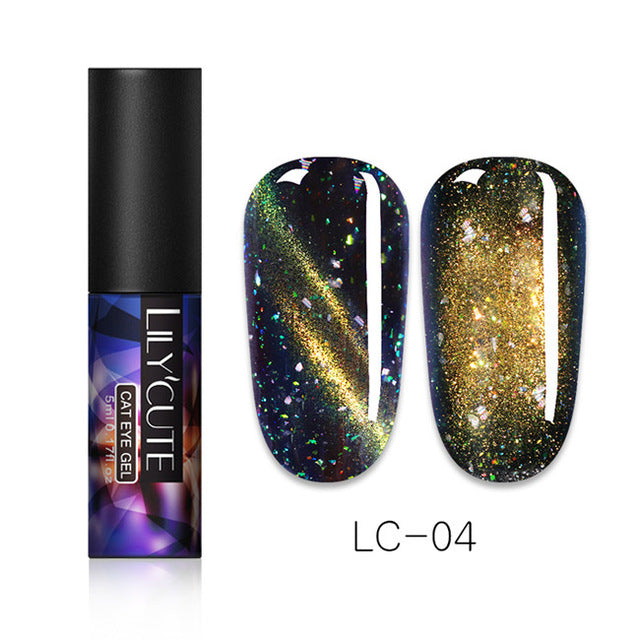 LILYCUTE 9D Chameleon Magnetic Gel Nail Polish Long Lasting Shining Laser 5ml Cat Eye Nail Art Gel Soak Off UV LED Gel Varnish