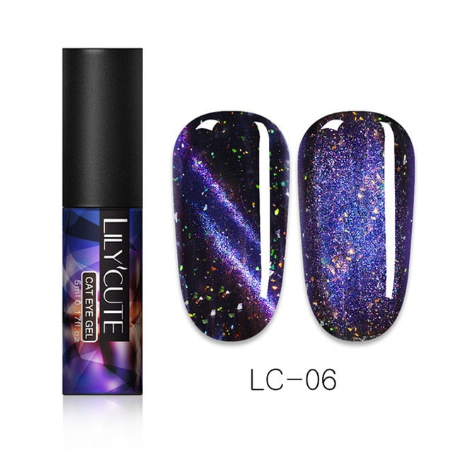 LILYCUTE 9D Chameleon Magnetic Gel Nail Polish Long Lasting Shining Laser 5ml Cat Eye Nail Art Gel Soak Off UV LED Gel Varnish