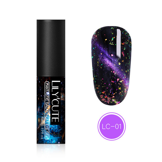 LILYCUTE 9D Chameleon Magnetic Gel Nail Polish Long Lasting Shining Laser 5ml Cat Eye Nail Art Gel Soak Off UV LED Gel Varnish