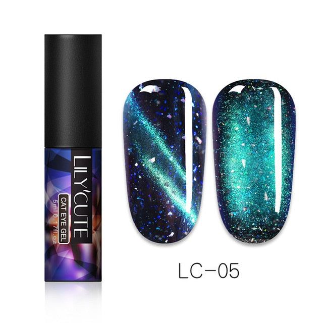 LILYCUTE 9D Chameleon Magnetic Gel Nail Polish Long Lasting Shining Laser 5ml Cat Eye Nail Art Gel Soak Off UV LED Gel Varnish