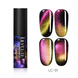 LILYCUTE 9D Chameleon Magnetic Gel Nail Polish Long Lasting Shining Laser 5ml Cat Eye Nail Art Gel Soak Off UV LED Gel Varnish