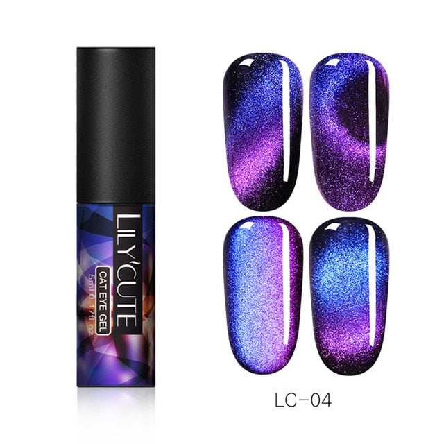 LILYCUTE 9D Chameleon Magnetic Gel Nail Polish Long Lasting Shining Laser 5ml Cat Eye Nail Art Gel Soak Off UV LED Gel Varnish