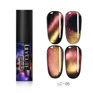 LILYCUTE 9D Chameleon Magnetic Gel Nail Polish Long Lasting Shining Laser 5ml Cat Eye Nail Art Gel Soak Off UV LED Gel Varnish