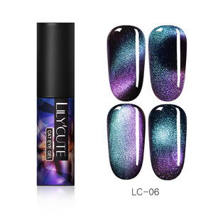 LILYCUTE 9D Chameleon Magnetic Gel Nail Polish Long Lasting Shining Laser 5ml Cat Eye Nail Art Gel Soak Off UV LED Gel Varnish